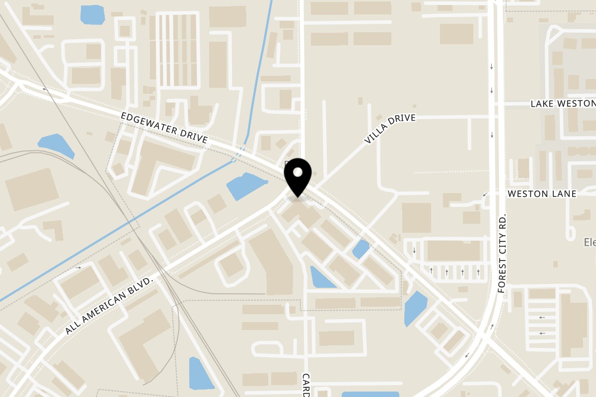Map showing the location of Nino's Pizza & Restaurant on 6194 Edgewater Dr in Orlando